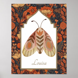 Woodland Moth Earthy Floral Wall Art