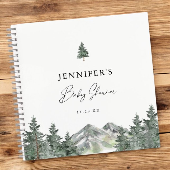 Woodland Mountain Baby Shower Guestbook  Notebook (Creator Uploaded)