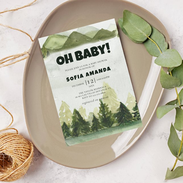 Woodland Mountain Forest Baby Shower Invitation (Creator Uploaded)