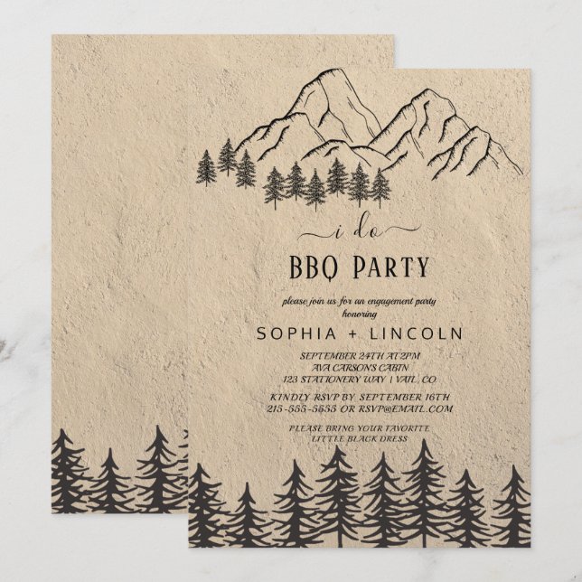 Woodland Mountain 'I Do' BBQ Engagement Party  Invitation (Front/Back)
