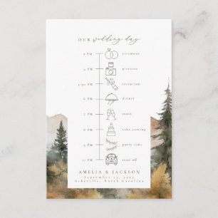 Woodland Mountain Wedding Timeline With Icons Enclosure Card