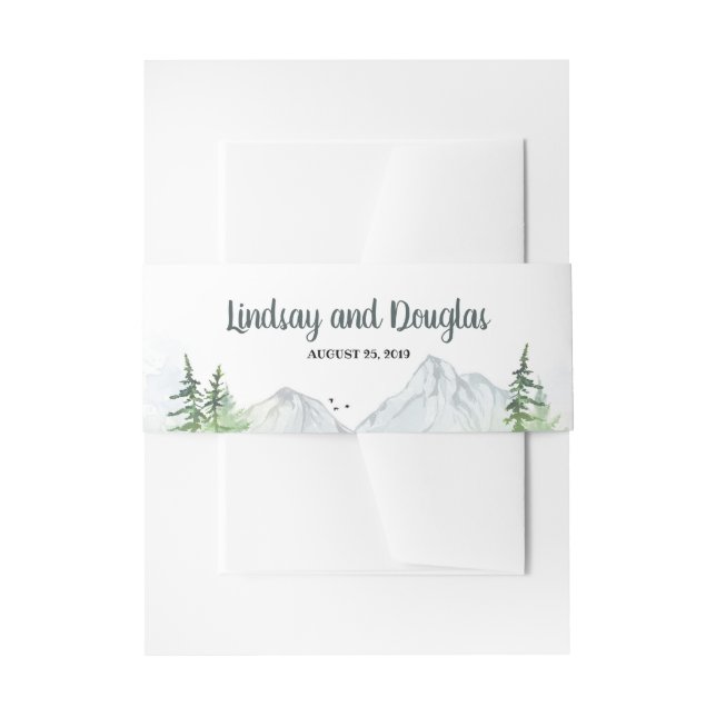 Woodland Mountains Wedding Invitation Belly Band (Front Example)