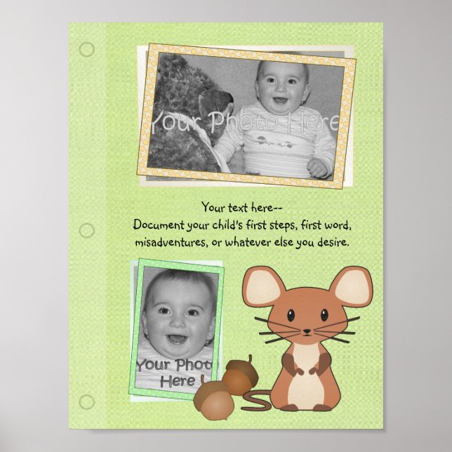 Woodland Mouse Baby Book Page Poster (Front)