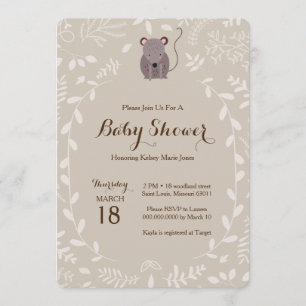 Woodland Mouse Baby Shower Invitation