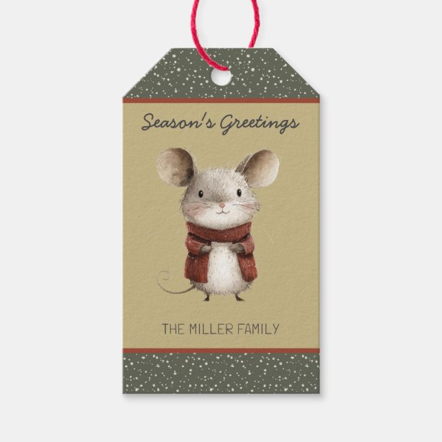 Woodland Mouse Christmas Gift Tag (Front)