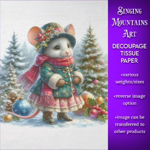 Woodland Mouse In Winter Wonderland Decoupage Tissue Paper
