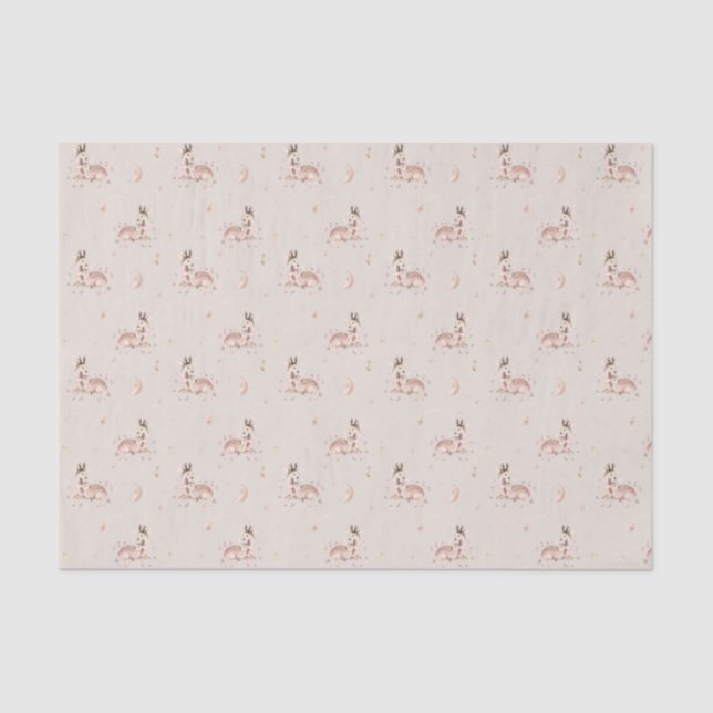 Woodland Mummy and Baby Deer Pattern Baby Shower Tissue Paper (Front)