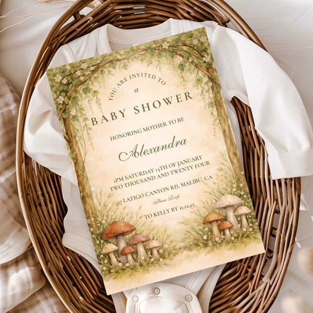 Woodland Mushroom Arch Baby Shower Invitation (Creator Uploaded)