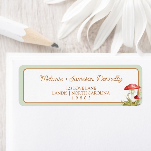 Woodland Mushroom Baby Shower Return Address (Insitu)