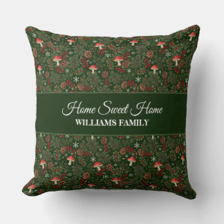 Woodland Mushroom Christmas Family Home Cushion