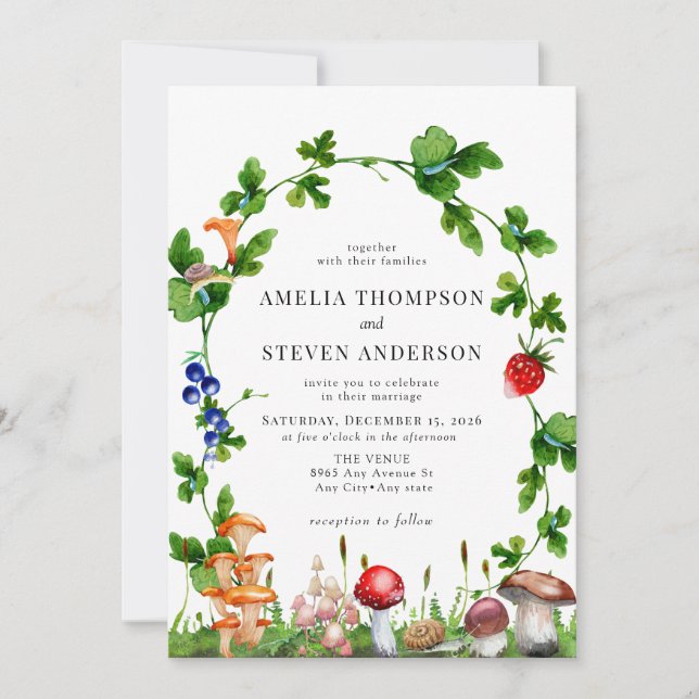 Woodland Mushroom | Forest Wedding Invitation (Front)