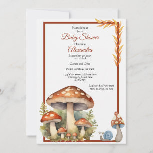 Woodland Mushroom Gender Neutral Baby Shower Invitation