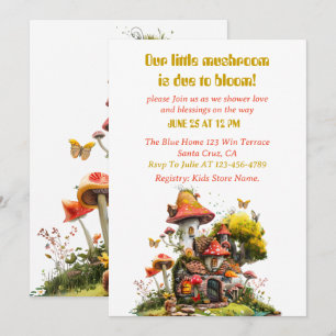 Woodland Mushroom House Baby Shower  Invitation