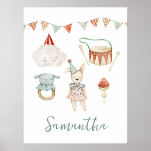 Woodland Mushroom Toys Custom Kid Room  Poster