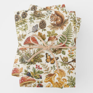 Woodland Mushroom Wildlife Wrapping Paper
