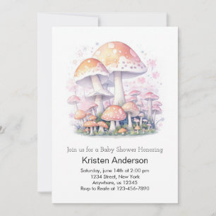 Woodland Mushroom Wonderland Girl Baby Shower Invitation