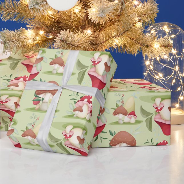 Woodland Mushrooms Kids Christmas Wrapping Paper (Holidays)