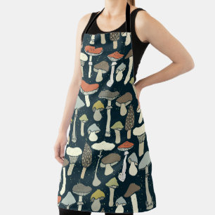 Woodland Mushrooms Pattern Rustic Apron