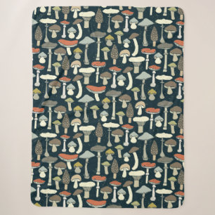Woodland Mushrooms Pattern Rustic Sherpa Blanket