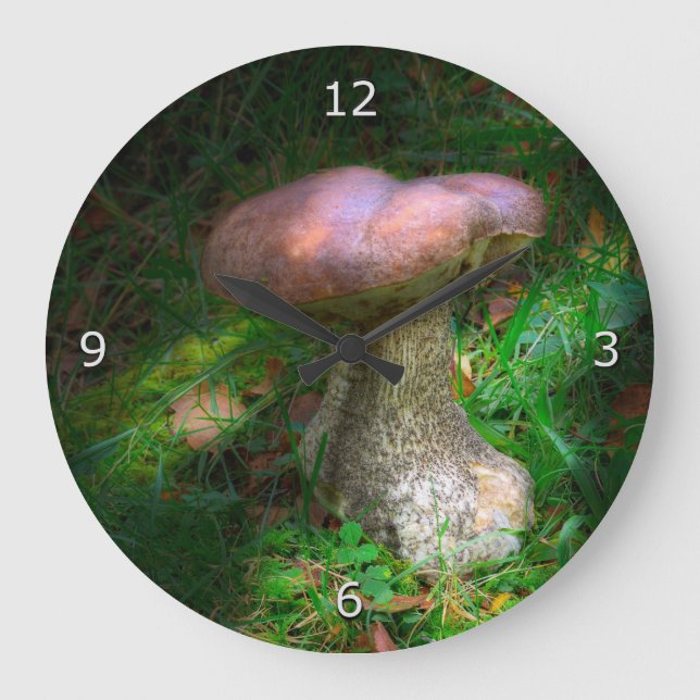 Woodland Mushrooms - Penny Bun, Porcino Large Clock (Front)