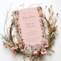woodland mushrooms wildflowers pink baby shower