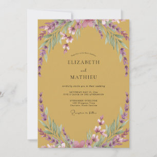 Woodland Mustard Amethyst Wisteria Wedding Invitation