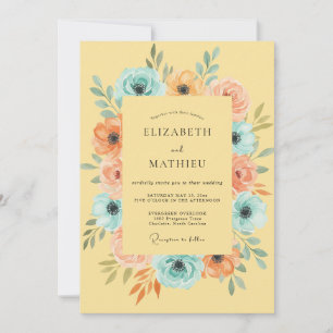Woodland Mustard Peony Wedding Invitation