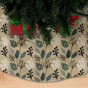 Woodland Muted Earth Tones Foliage Pattern Brushed Polyester Tree Skirt