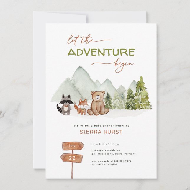 Woodland Nature Adventure Baby Shower Invitation (Front)