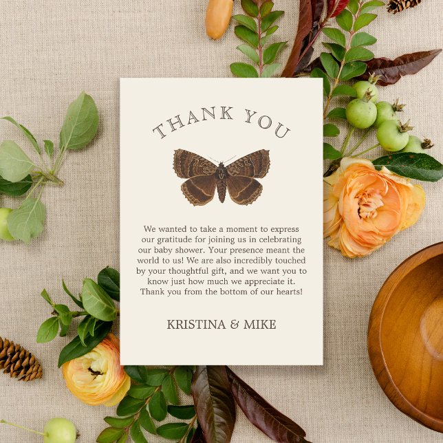 Woodland Nature Vintage  Baby Shower Thank You Card (Creator Uploaded)