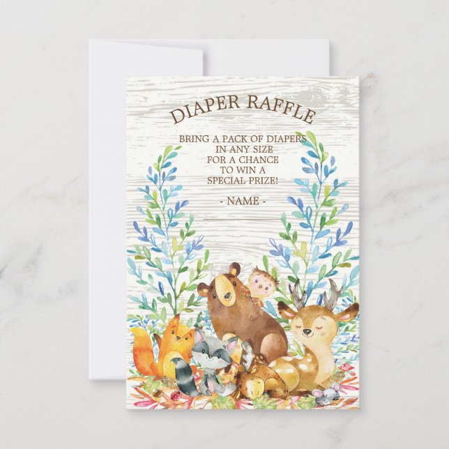 Woodland Neutral Baby Shower Diaper Raffle Ticket (Front)