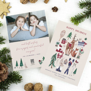 Woodland nordic ski Christmas Holiday Card
