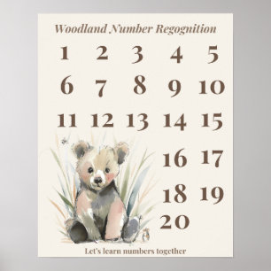 Woodland Number Recognition Poster