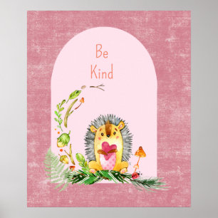 Woodland Nursery Baby Hedgehog Animal Poster
