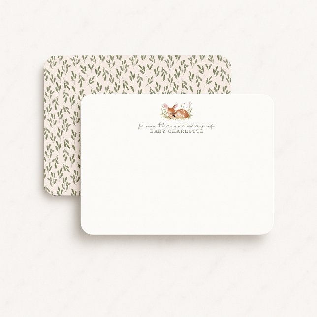 Woodland nursery fawn gender neutral note card (Creator Uploaded)