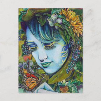 Woodland Nymph and Butterfly Friend Postcard