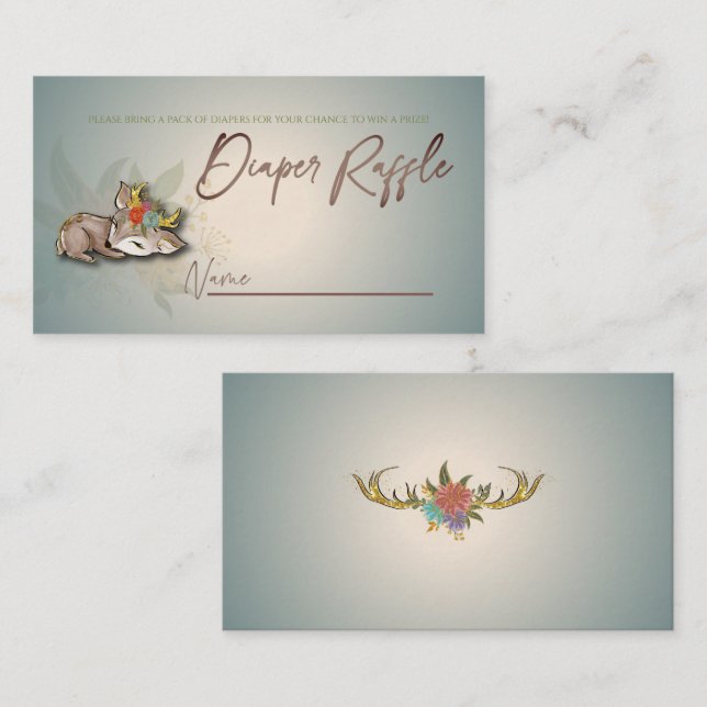  Woodland Oh Baby Deer Animals Diaper Raffle Enclosure Card (Front/Back)