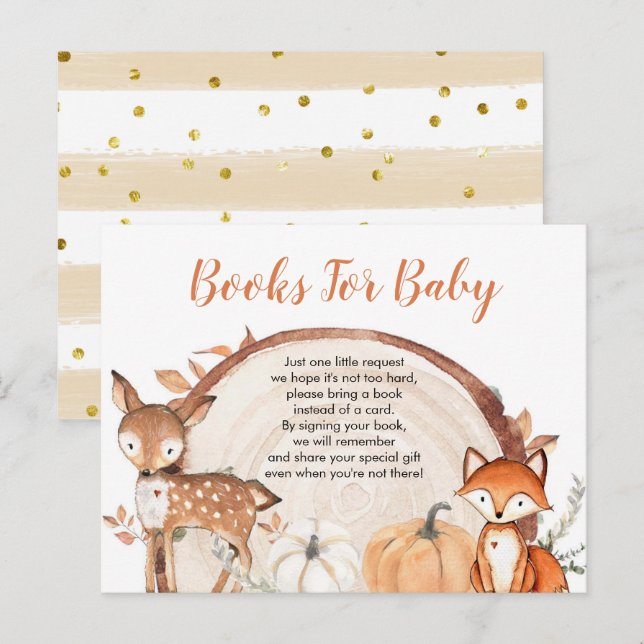 Woodland Oh Boy Pumpkin Baby Shower Books for Baby Invitation Postcard (Front/Back)