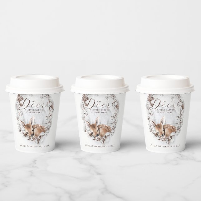 Woodland Oh Deer Winter Baby Shower Paper Cups (Multi)