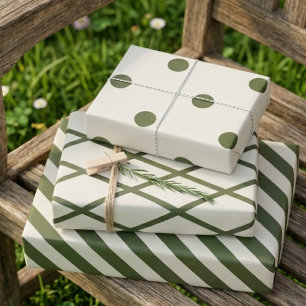 Woodland Olive Cream Rustic 3 Pack Wrapping Paper Sheet