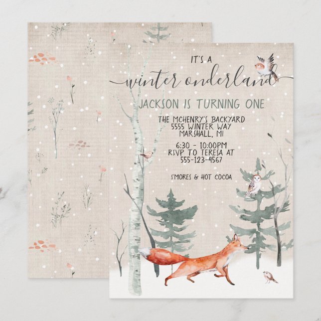 Woodland Onderland Birthday Party Invitation (Front/Back)