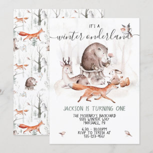 Woodland Onderland Scandinavian Birthday Party Invitation