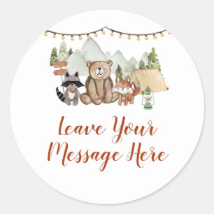 Woodland One Happy Camper Birthday Your Message Classic Round Sticker