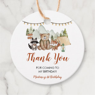 Woodland One Happy Camper First Birthday Favour Tags