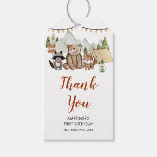 Woodland One Happy Camper First Birthday Thank You Gift Tags