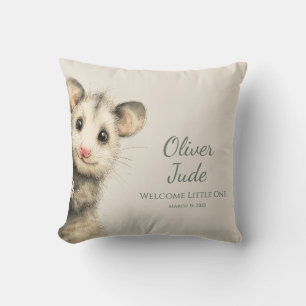 Woodland Opossum Baby • Neutral Nursery Cushion