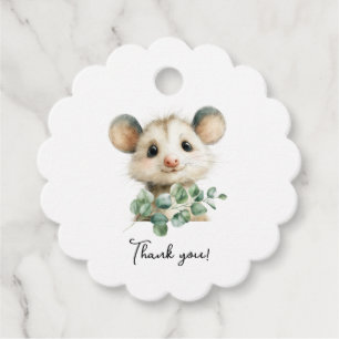 Woodland Opossum Baby Shower • Neutral Favour Tags
