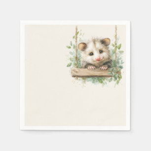 Woodland Opossum Baby Shower • Neutral Napkin
