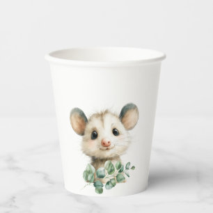 Woodland Opossum Baby Shower • Neutral Paper Cups