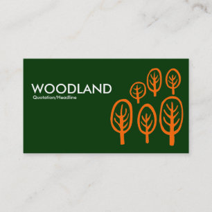 Woodland - Orange on Dark Green Business Card